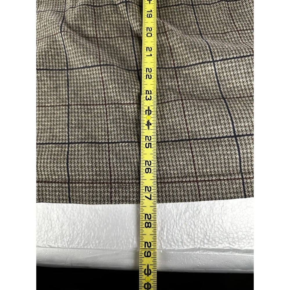 VTG L.L.Bean Mock Neck Windowpane Houndstooth Shirt Mens XL Beige USA Made - Picture 5 of 16